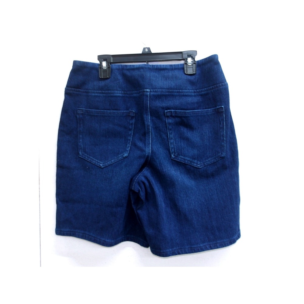 Belle Indigo Blue Pull On High Rise Stretch Denim Bermuda Shorts 10R / #26431 - Picture 2 of 6